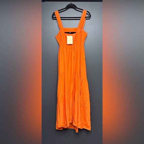 NWT La Ligne Vanessa Silk Scoop neck Open Back Midi Maxi Dress Orange S - Picture 4 of 5